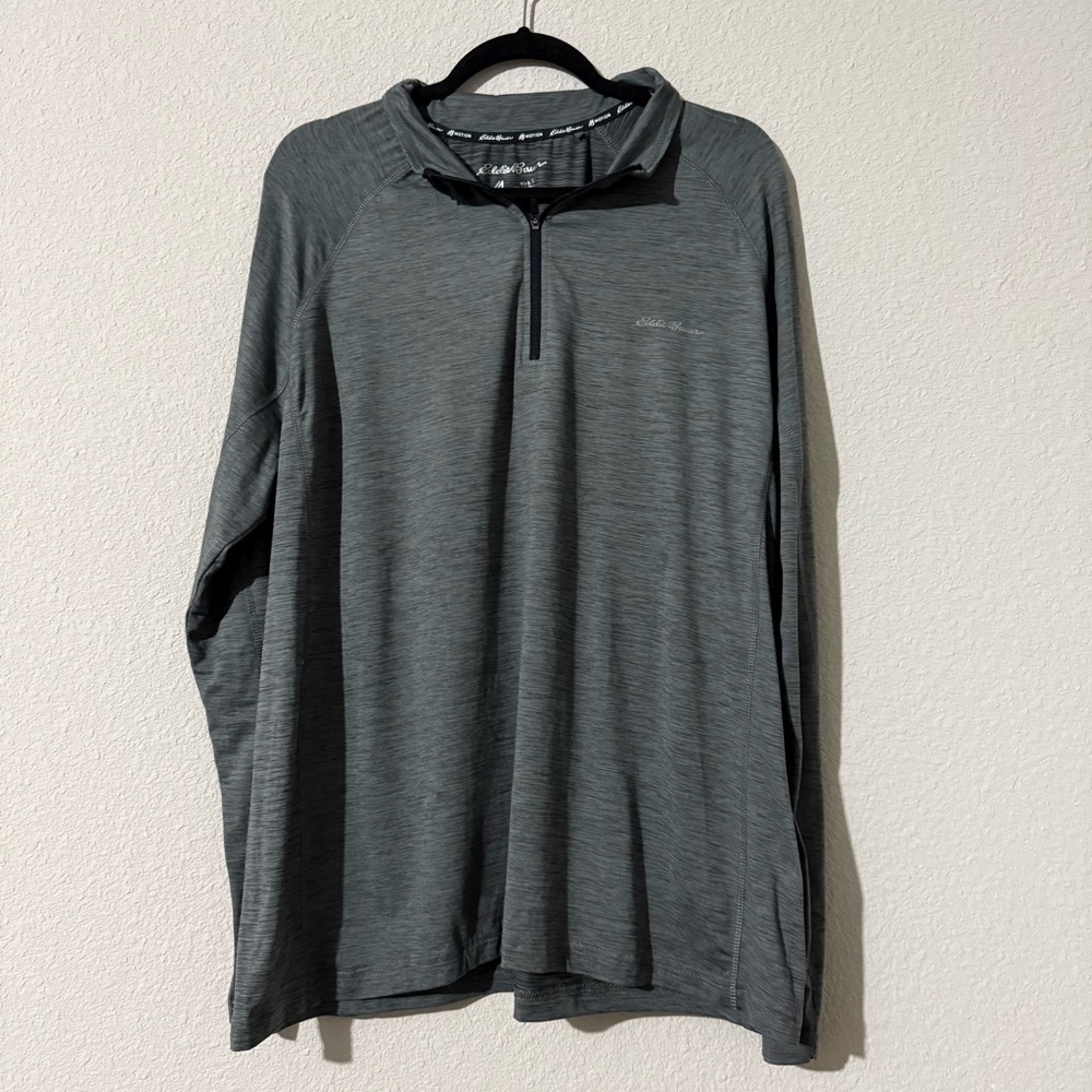 Eddie Bauer Charcoal Striped Pullover Quarter Zip